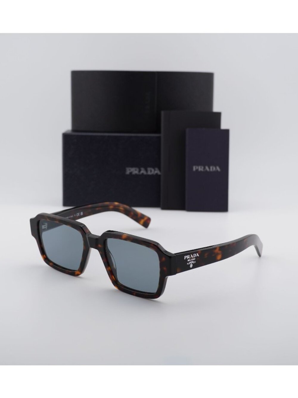 Prada PR02ZS 17N20N Square Sunglasses - Havana / Blue